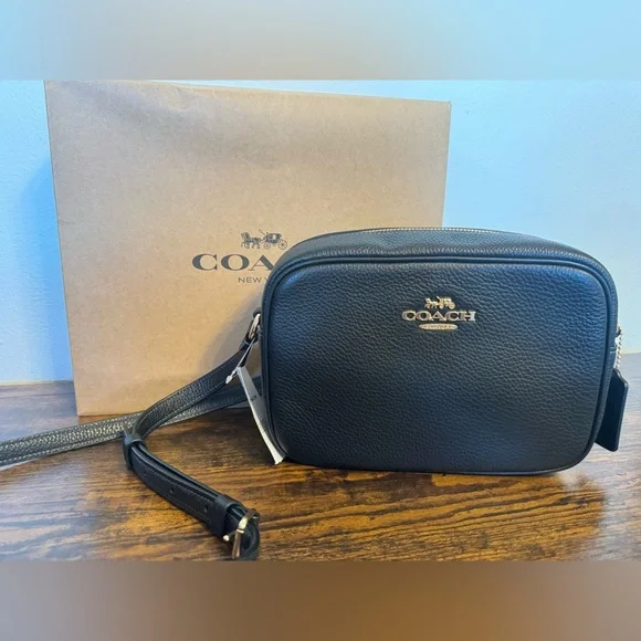 NWT Coach Jamie Black Leather Camera Crossbody bag - Picture 1 of 11